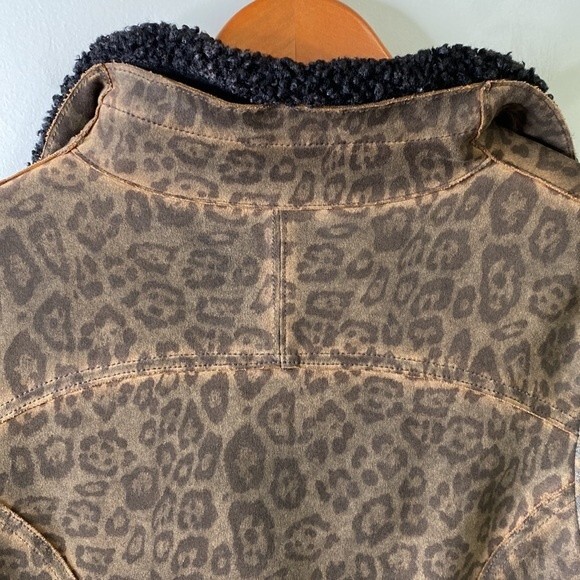 Anthropologie Marrakech Leopard Sherpa Moto Jacket Stretch Baddie Bomber Sheik - Picture 9 of 16
